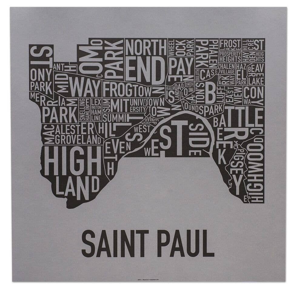 Ork Posters - Wholesale Poster - 20" x 20" Saint Paul Neighborhood Map Poster2