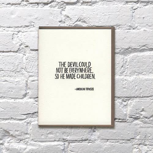 Bench Pressed - Wholesale Everyday Greeting Card - Devil Child Funny Card