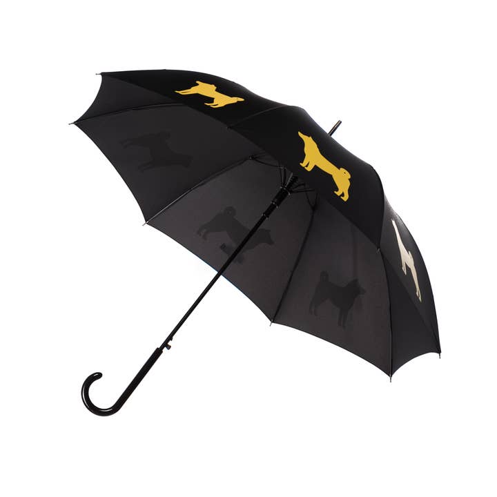 The San Francisco Umbrella Company - Wholesale Umbrella - Unisex - Black Umbrella Featuring Gold Shiba Inu
