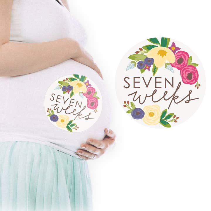 Floral Weeks Pregnancy Stickers for wholesale by 9th Letter Press