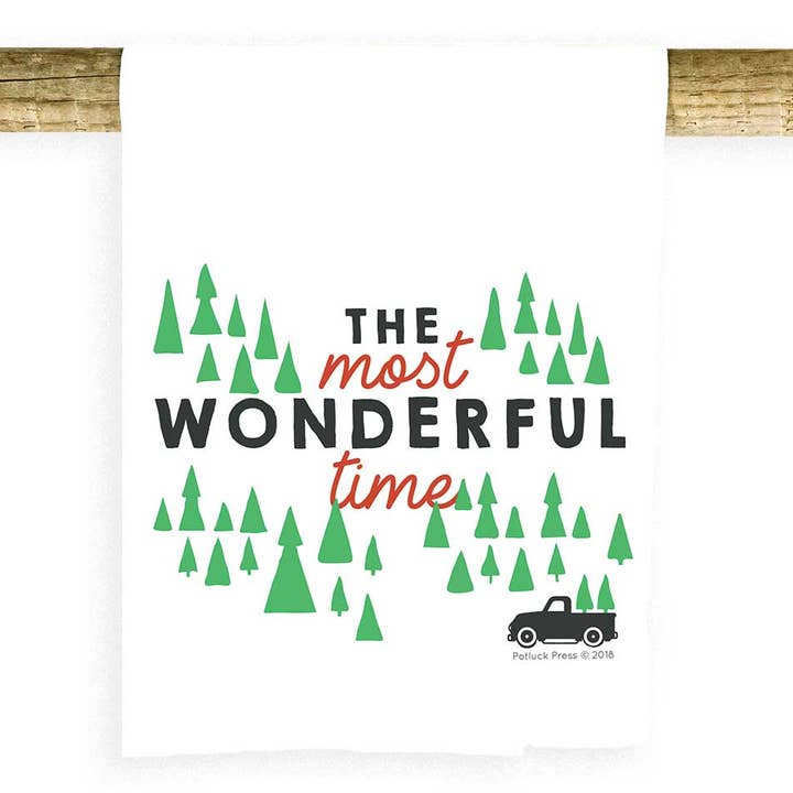 Most Wonderful Time Truck Towel for wholesale by Potluck Press