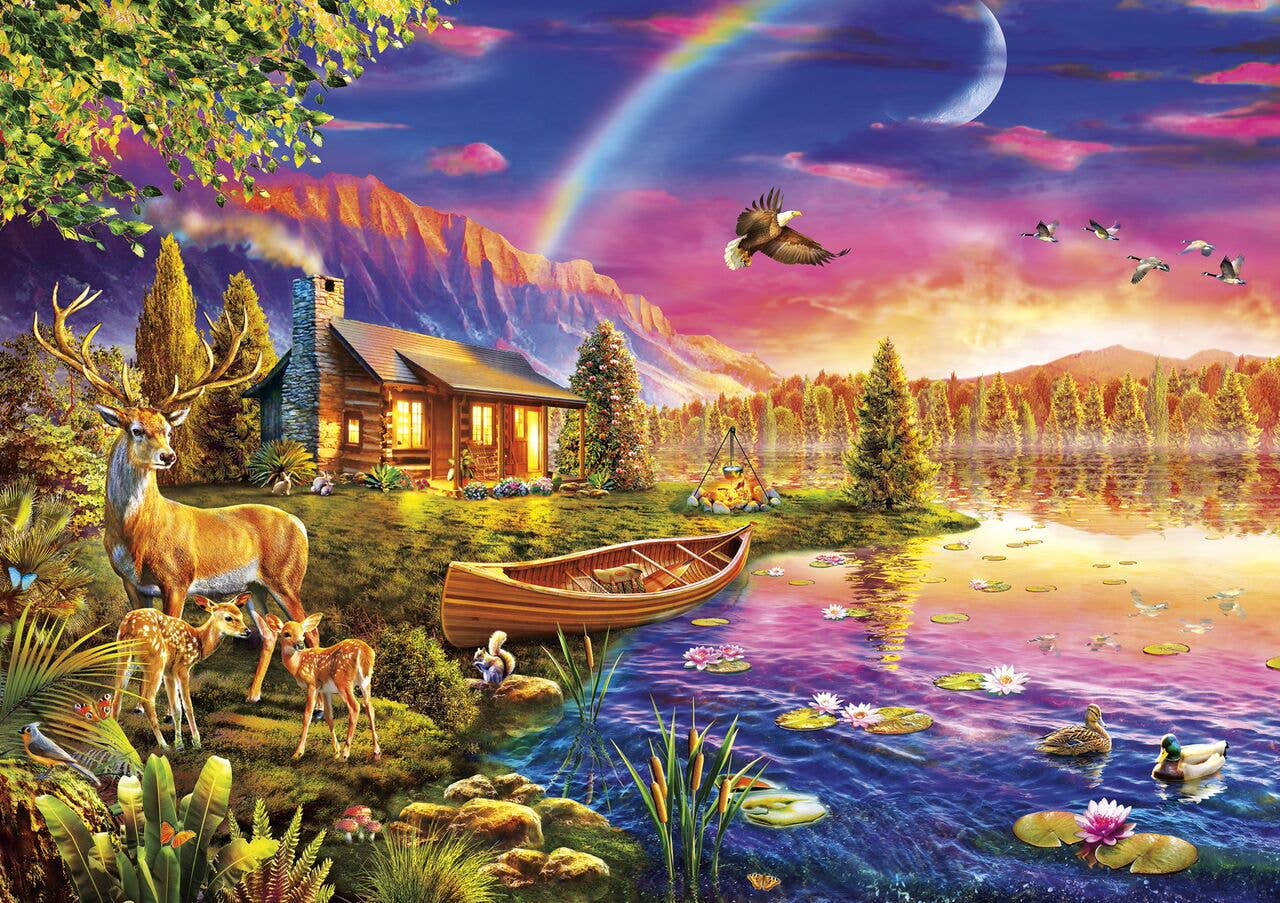 Buffalo Games & Puzzles - Wholesale Puzzle - Adult - Lakeside Cabin 300 Large Piece Jigsaw Puzzle0