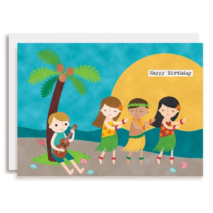 Cartão de felicitações de aniversário havaiano tropical de Hula por atacado de Rosy Designs