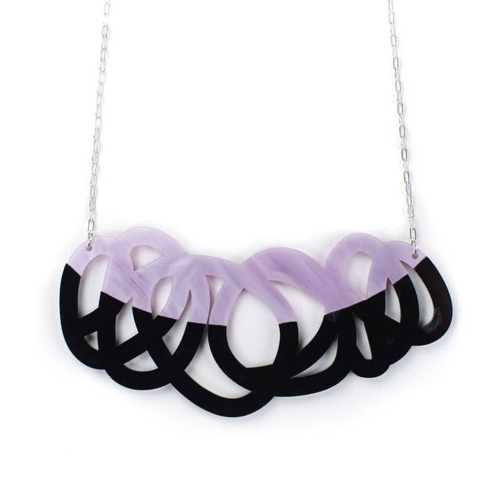 Darling Marcelle - Wholesale Bib Necklace - Black and Pink Statement Necklace - Fat Cap1