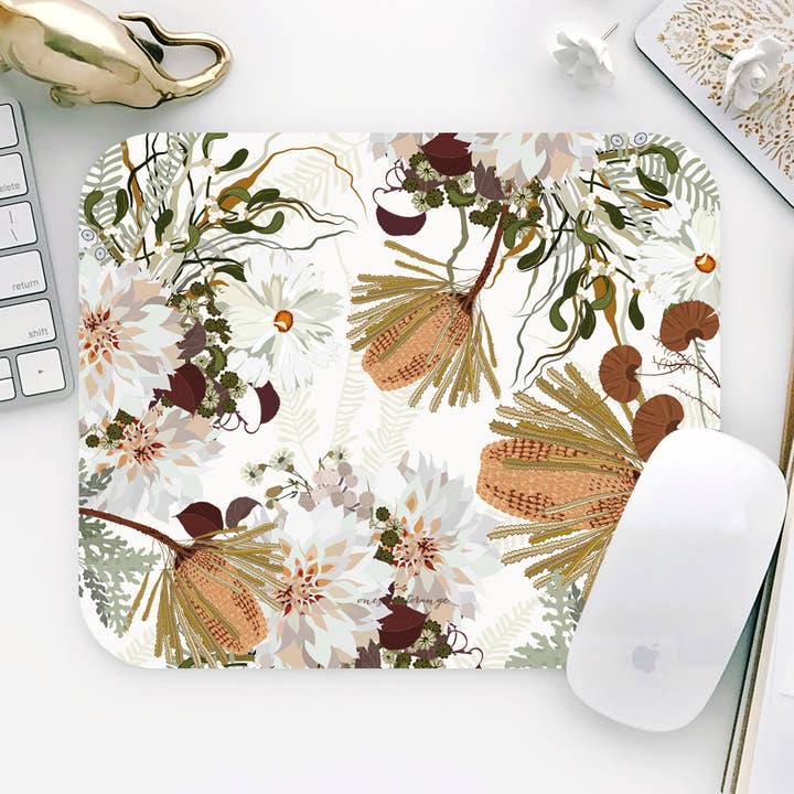 Tapete de rato retangular floral Banksia Dahlia por atacado de Onesweetorange