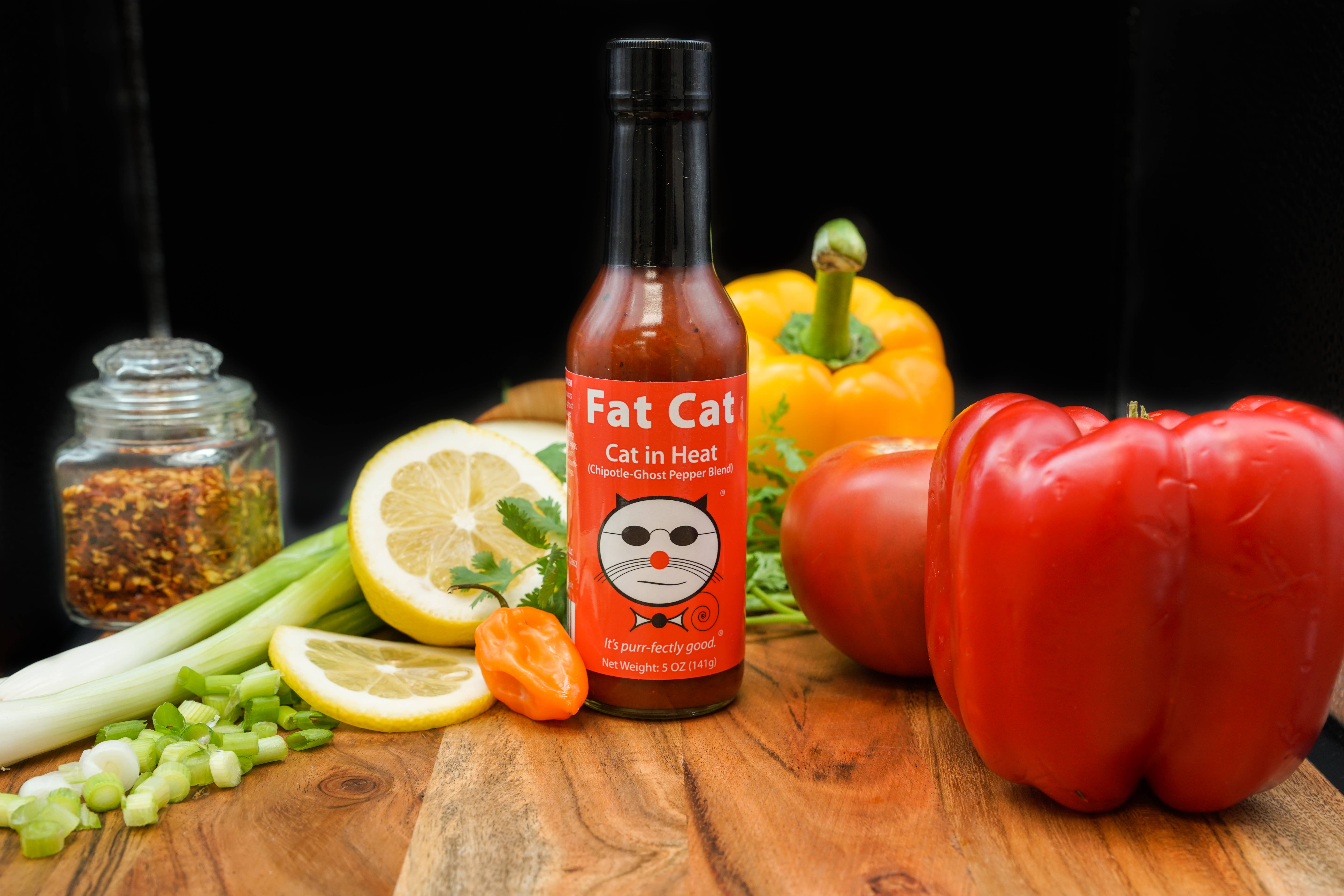 Fat Cat - Wholesale Hot Sauce - Cat In Heat Chipotle-Ghost Pepper Hot Sauce (full case-12ct)1