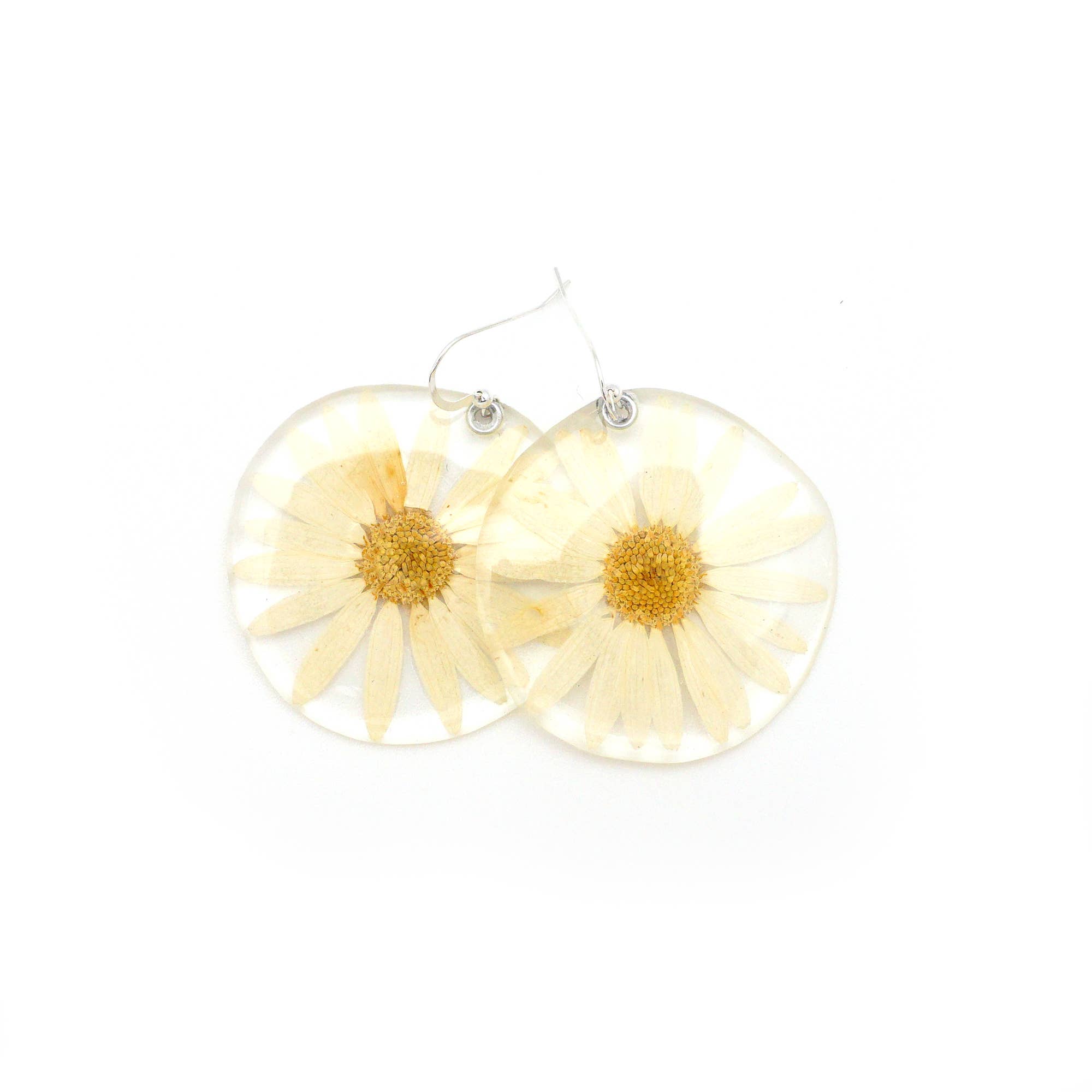 Petal Connection - Wholesale Dangle Earrings - 61602 Large White Daisy Flower Earrings1