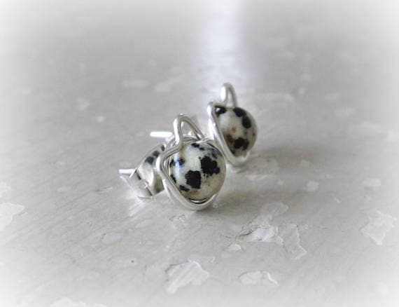 Contempo Jewelry - Wholesale Stud/Post Earrings - Dalmatian Jasper Cat Sterling Stud Earrings2