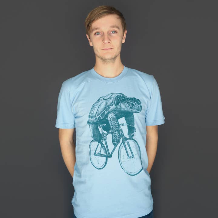 Sea Turtle On A Bicycle Men's Tee for wholesale by Dark Cycle Clothing