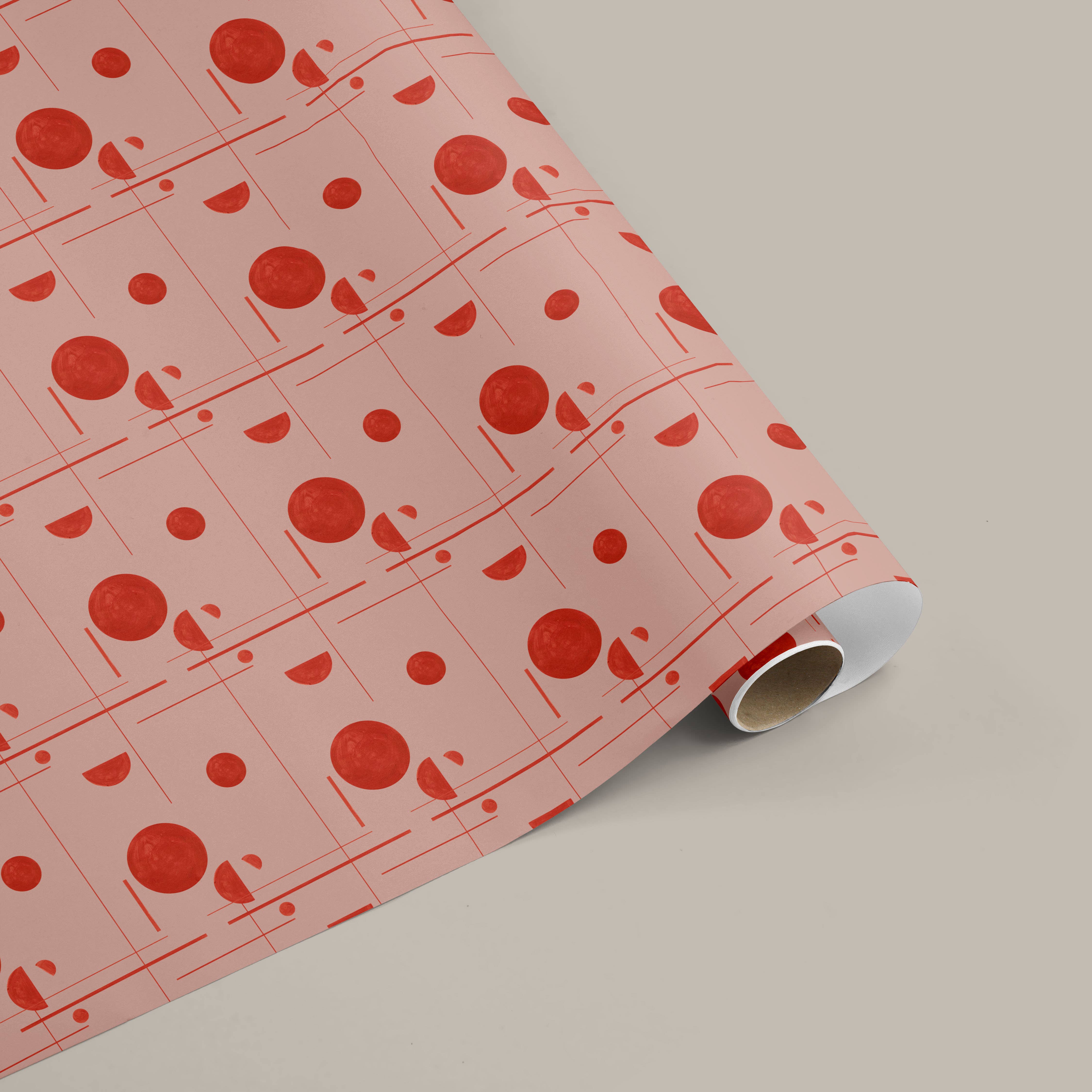 Cait Courneya - Wholesale Wrapping Paper Roll - Geo Play Gift Wrap Sheet - Blush/Tomato0