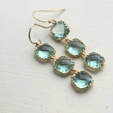 Laalee Jewelry - Wholesale Dangle Earrings - Gold Prasiolite Light Green Three Tier Earrings1