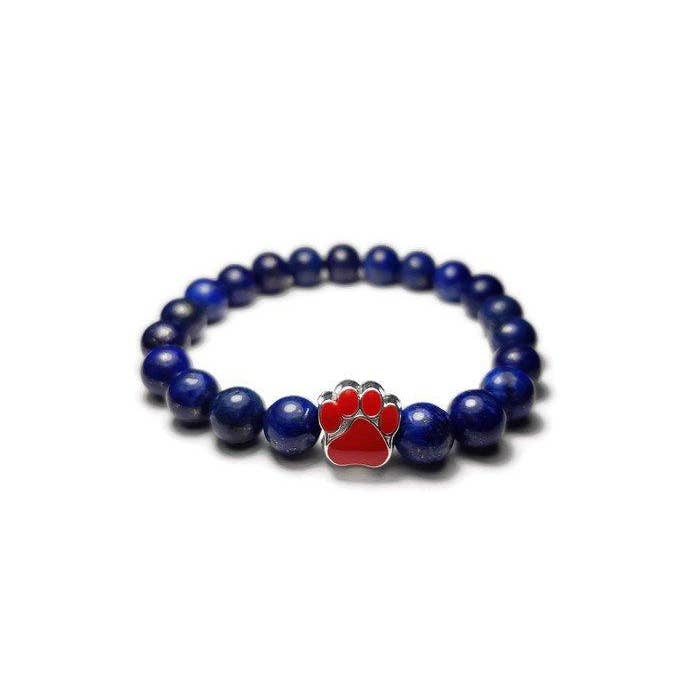 Rot - Lapislazuli Armband mit Pfotenabdruck für den Großhandel von Foxfire Stones