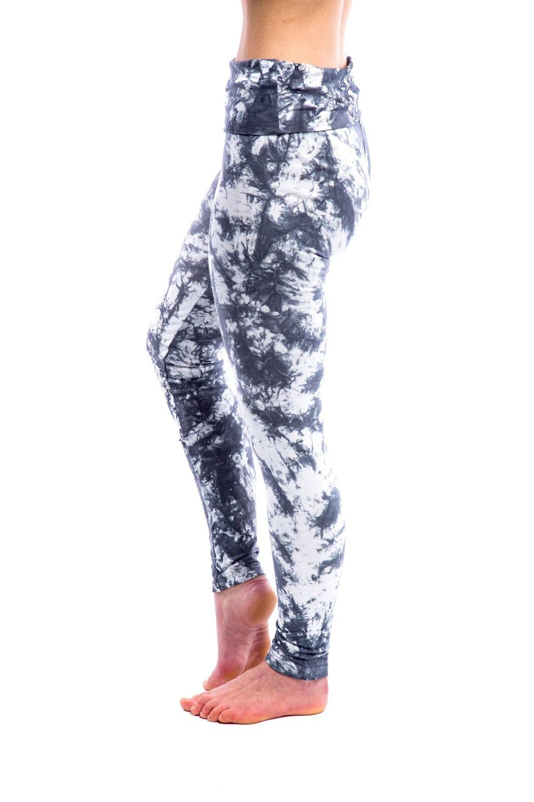 Satya Yoga Wear - Wholesale Athletic/Lounge Leggings - Women's - Grey and Cream Tie Dye Dvadasa Yoga Pant1