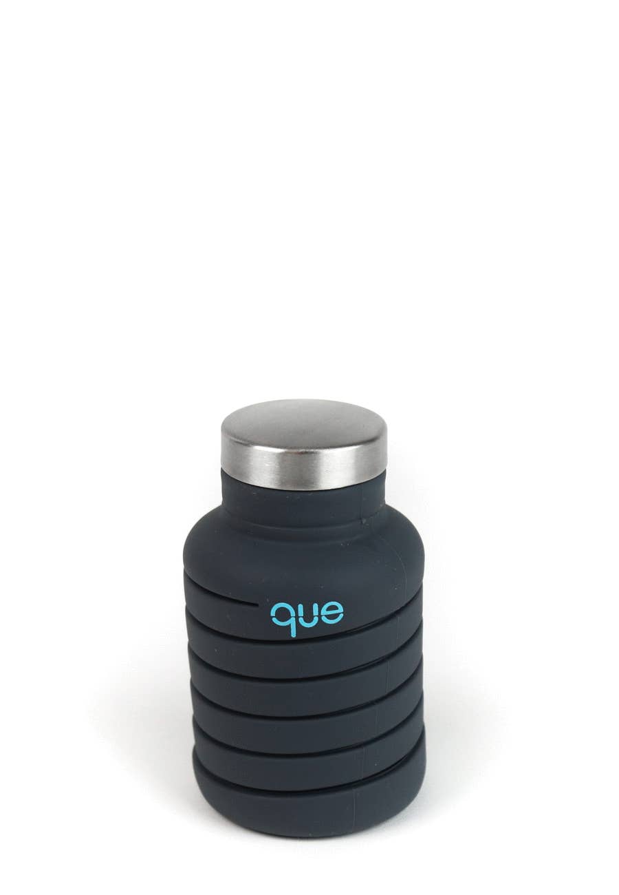Que Factory - Wholesale Water Bottle - 20oz Collapsible Water Bottle - Metallic Charcoal