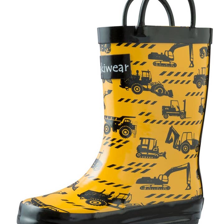 Oaki - Wholesale Rain Boots - Kids - Loop Handle Boots, Construction Vehicles0