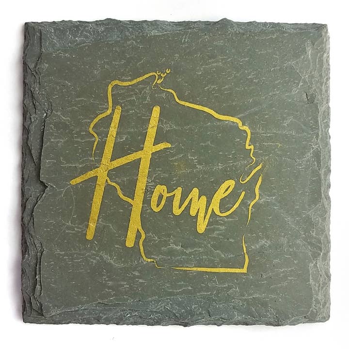 Wisconsin Home Slate Coaster for wholesale by Cheers Ink