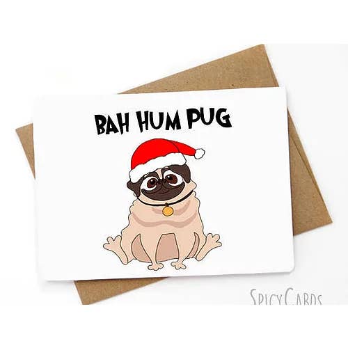 Spicy Cards - Wholesale Christmas Card - Funny Christmas card - Bah Hum Pug