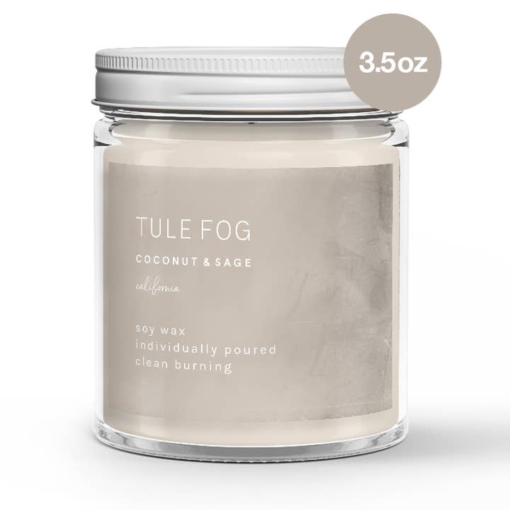 Coconut + Sage Soy Candle Mini 3.5oz for wholesale by Tule Fog Candles