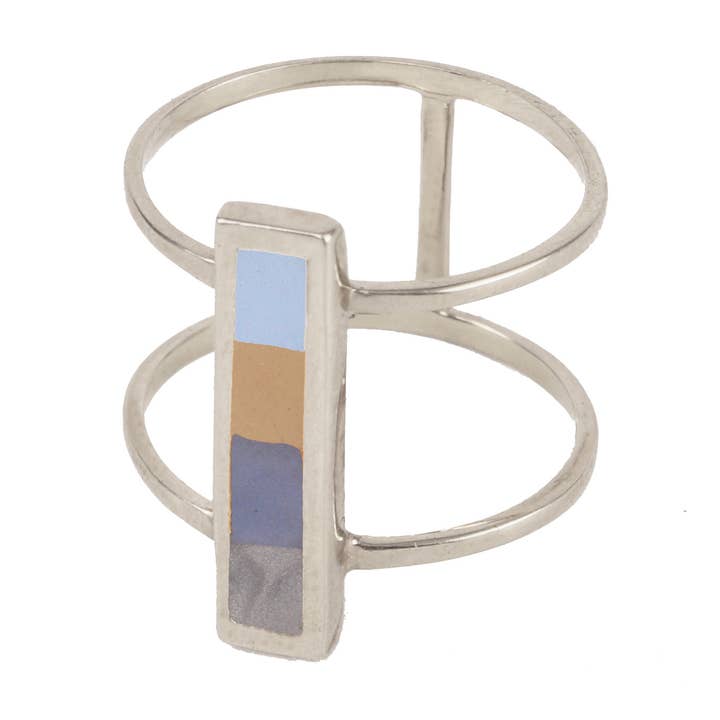 Color-Block Blues Mod Ring for wholesale by Marionwild Jewelry