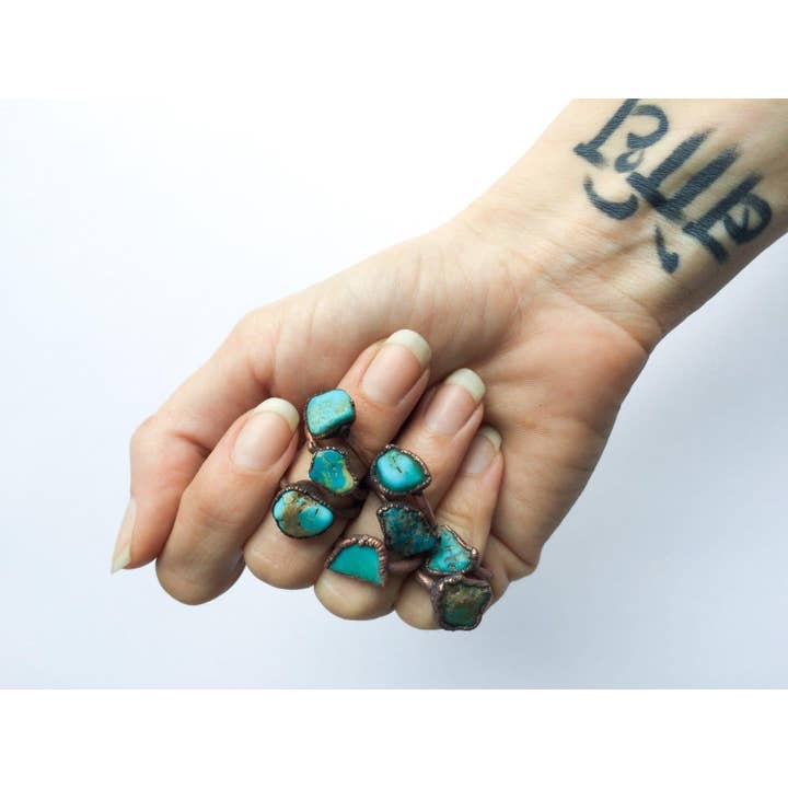 HAWKHOUSE - Venta al por mayor Anillos grandes/de cóctel - Anillo de apilamiento Turquesa Raw2