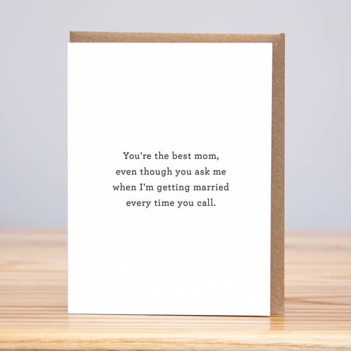 Best Mom Married Yet (Letterpress) for wholesale by Huckleberry Letterpress