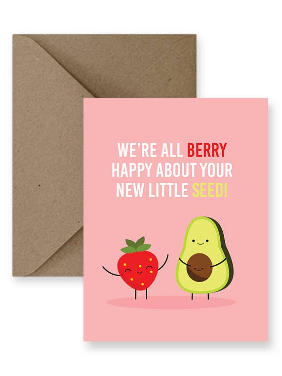 We're All Berry Happy About Your New Little Seed Baby Card for wholesale by IMPAPER