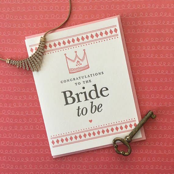 Lucky Bee Press - Wholesale Felicitatie-kaartje - Bride to Be Crown - boekdrukkaart