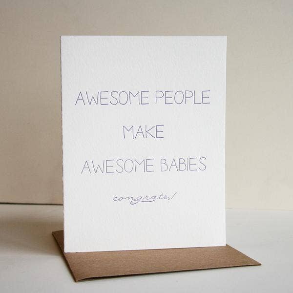 Steel Petal Press - Wholesale Baby Card - Awesome Babies - Letterpress New Baby Parents Congrats Card7