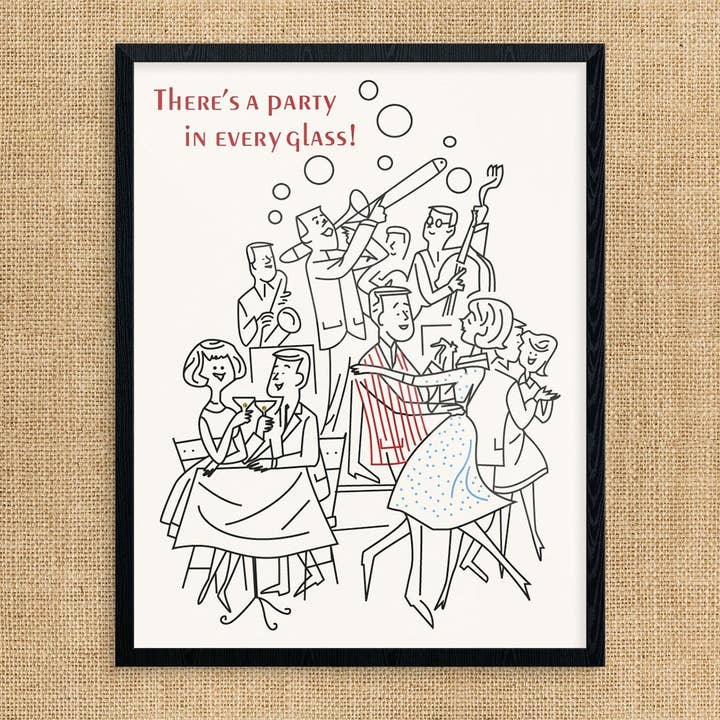 2.5'' x 3.5'' There's a Party in Every Glass Cocktail Party Magnet for wholesale by Fridgedoor