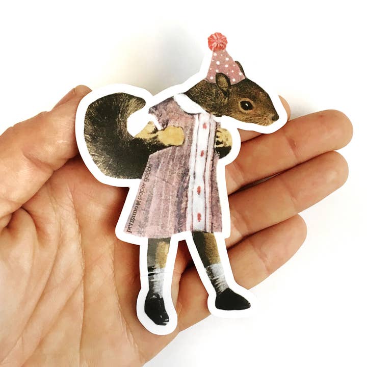 Squirrel Vinyl Sticker for wholesale by Pergamo Paper Goods