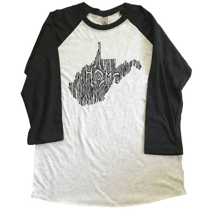 T-shirt da baseball triblend Raglan, taglia XL, colore: West Virginia per la vendita all'ingrosso da parte di Ingrained Apparel