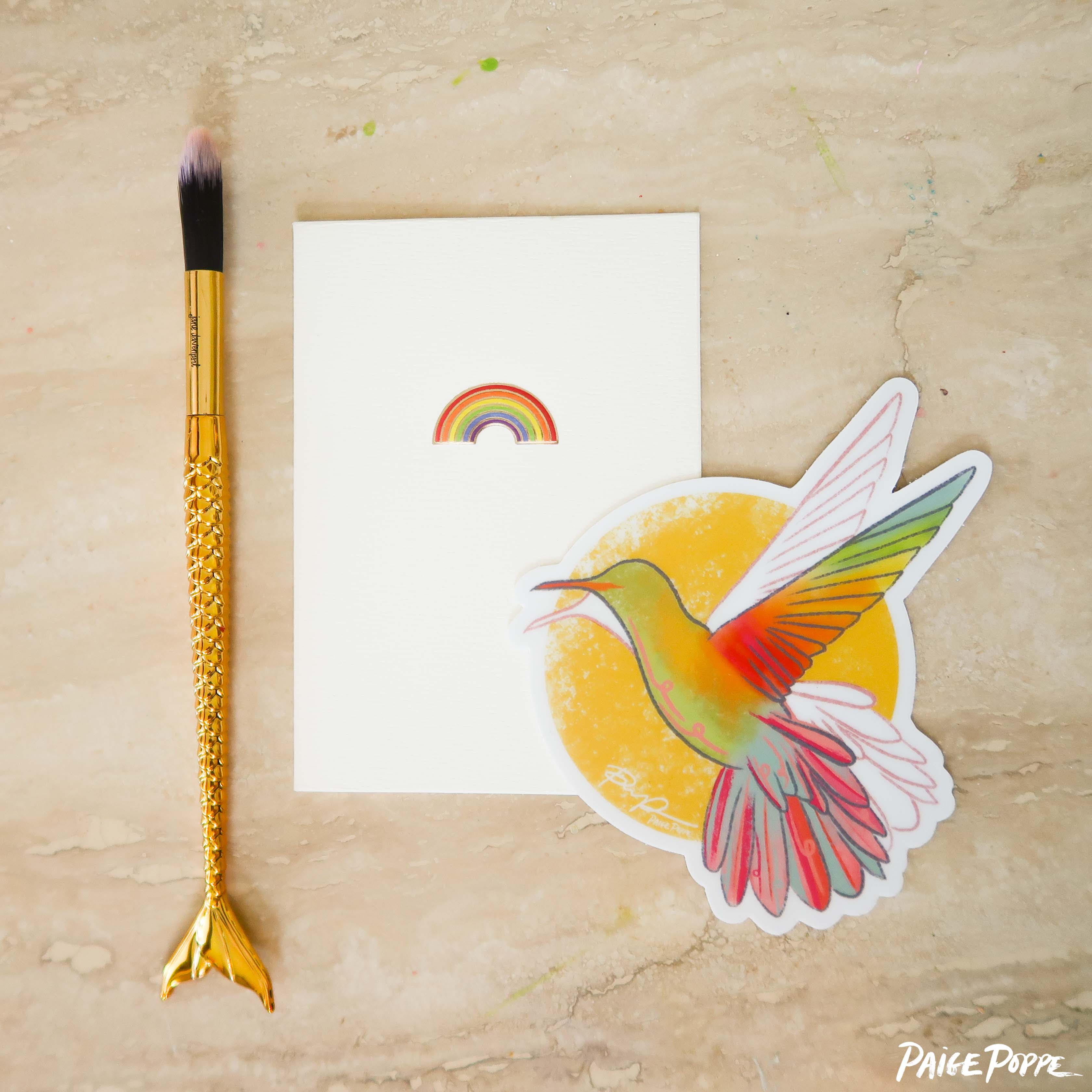 Paige Poppe Art - Wholesale Sticker - "Sunshine Hummingbird" Sticker4