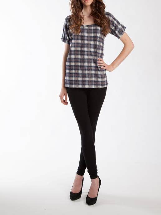 Haut en chêne à carreaux bleu automne pour la vente par Lamixx