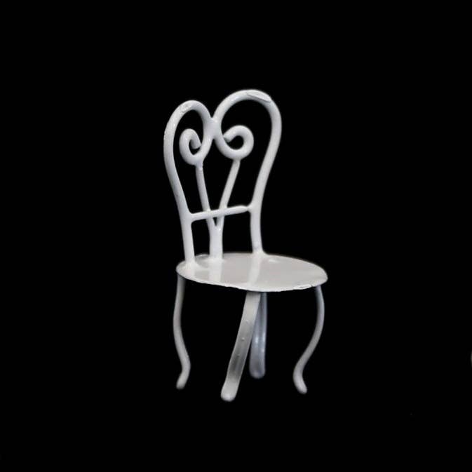 Home Kreation by KK dba Kraft Klub - Wholesale Decorative Tabletop Object - HANDMADE WHITE MINI MINI SOLID ROUND CHAIR 0.9"X0.8"X1.6"0