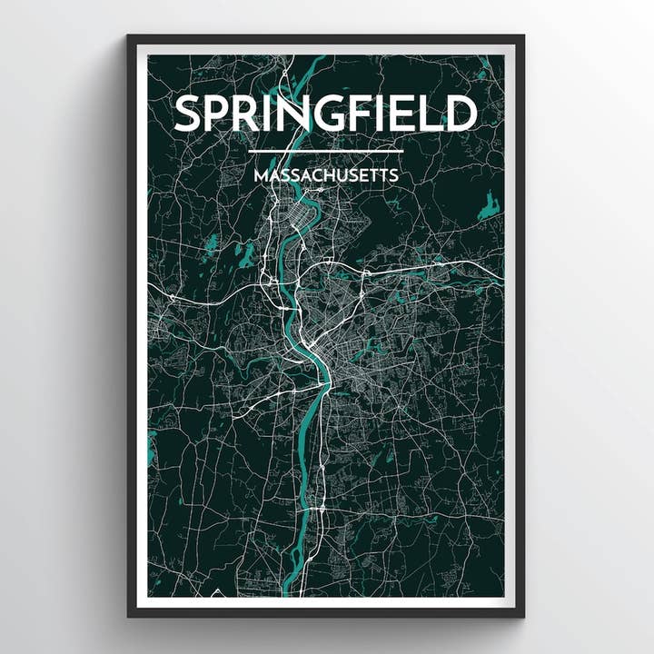 Springfield- Massachusetts City Map pour la vente par Point Two Design Group