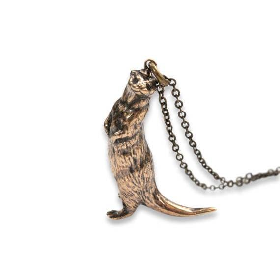 Moon Raven Designs - Wholesale Pendant/Charm Necklace - Standing Otter Pendant Necklace - Bronze1
