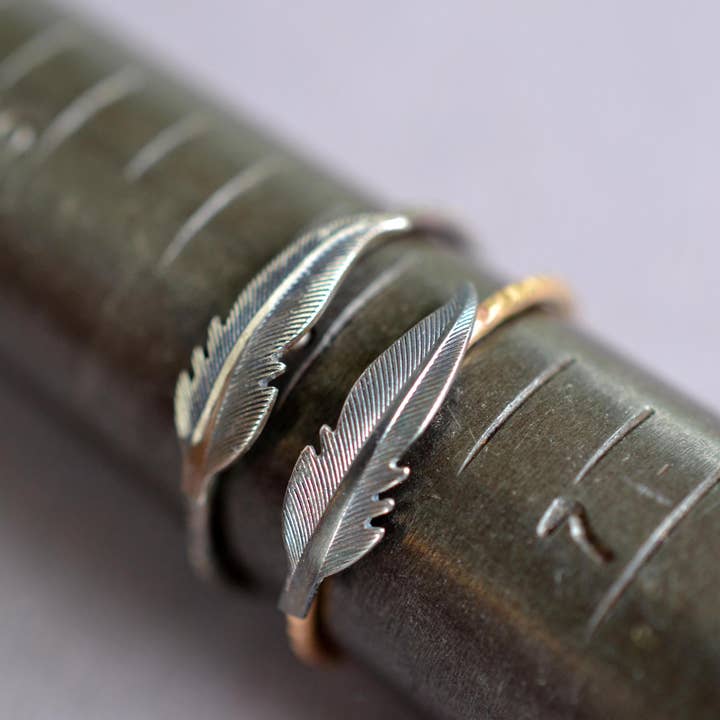 Metamorphosis Metals - Wholesale Band/Stacked Ring - Silver Feather Ring2