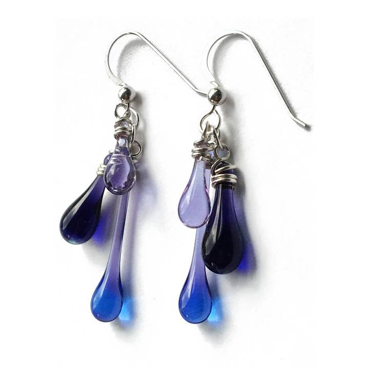 Sundrop Jewelry - Wholesale Dangle Earrings - Trio Colorful Glass Teardrop Earrings7