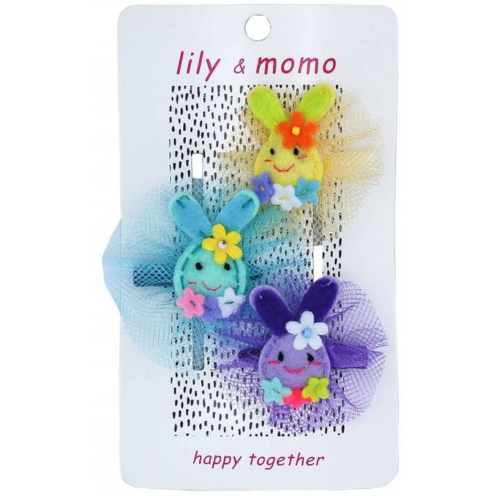 Lily and Momo - Wholesale Hair Clip - Kids - Cotton Tail Trio Kids Hair Clips- Multi
