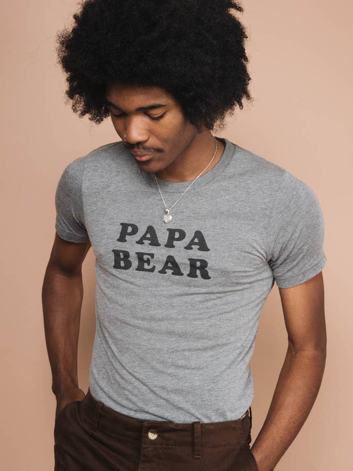 Papa Bear Gray Screen Printed Men's T-Shirt for wholesale by The Bee & The Fox