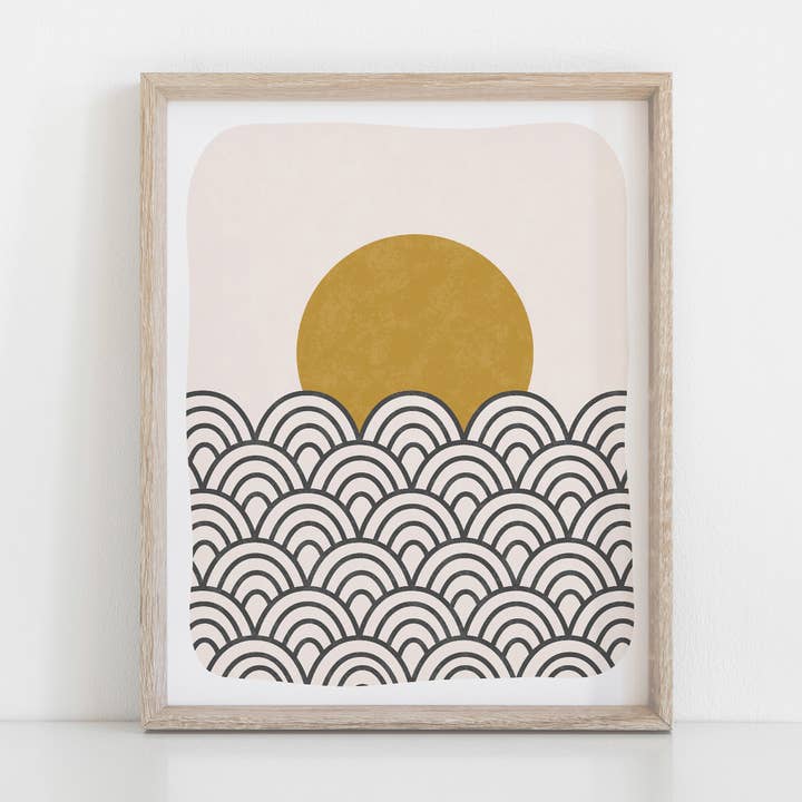 Rare Bird Co. + Pauline Stanley Studio – Großhandel Kunstdruck – Wandbild Sun & Waves - Schwarz, Pfirsich und Ocker0