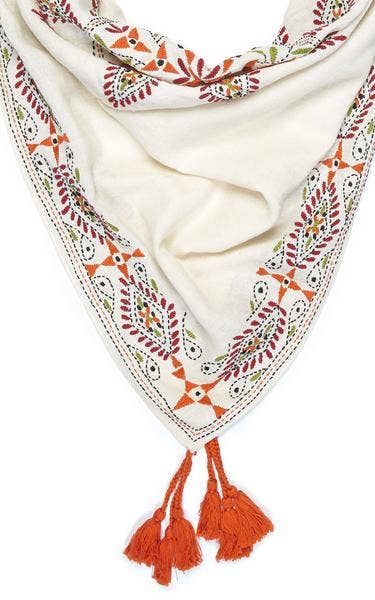 Indigo Handloom - Wholesale Scarf - Women's - Folklore - Ivory2