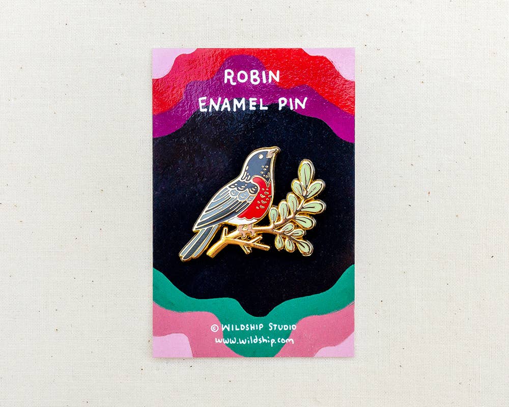 Wildship Studio - Wholesale Lapel Pin/Button - Robin Enamel Pin3
