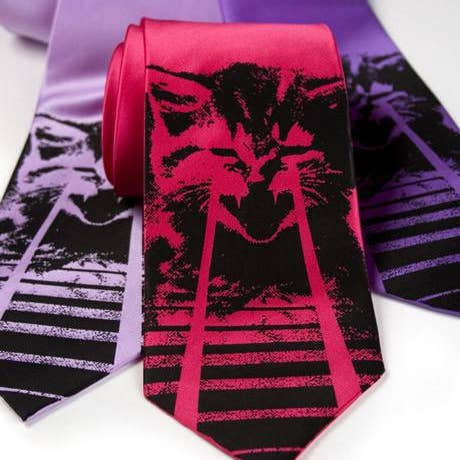 Angry Laser Kitten Necktie for wholesale by Cyberoptix Tie Lab