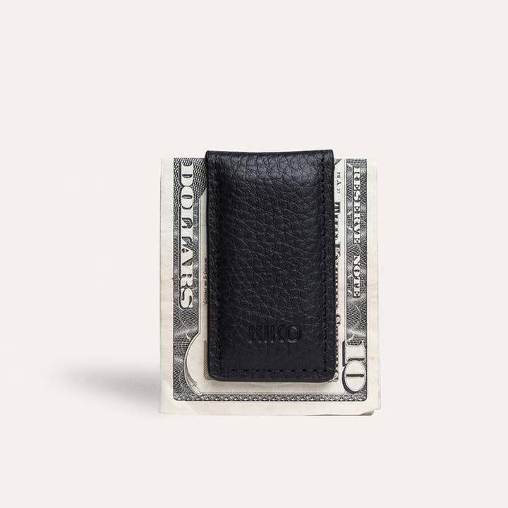 Pince à billets magnétique noire pour la vente par Kiko Leather