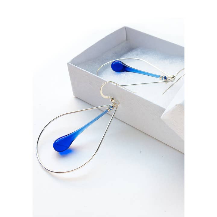 Sundrop Jewelry - Wholesale Dangle Earrings - Laceleaf Glass and Silver Earrings2