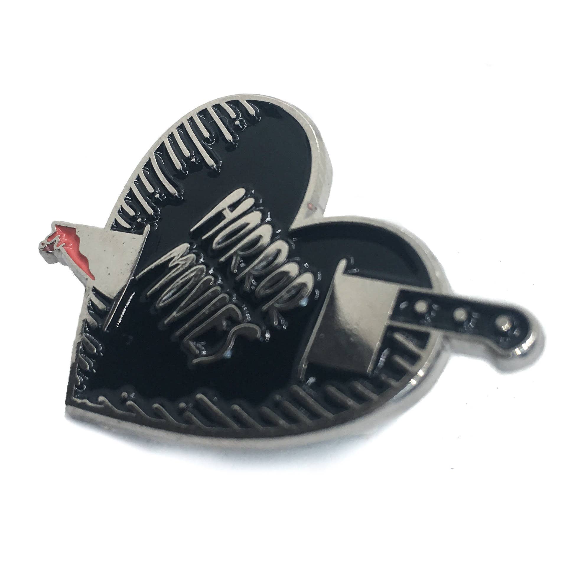 Ectogasm – Großhandel Anstecker/Button – „Horror Movies“ Silber Emaille Messer und Herz1