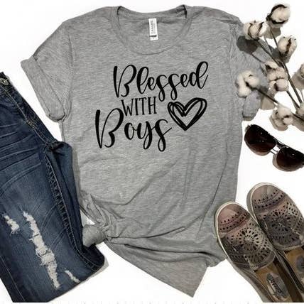 Blessed With Boys Mom Graphic Tee for wholesale by FAMS design