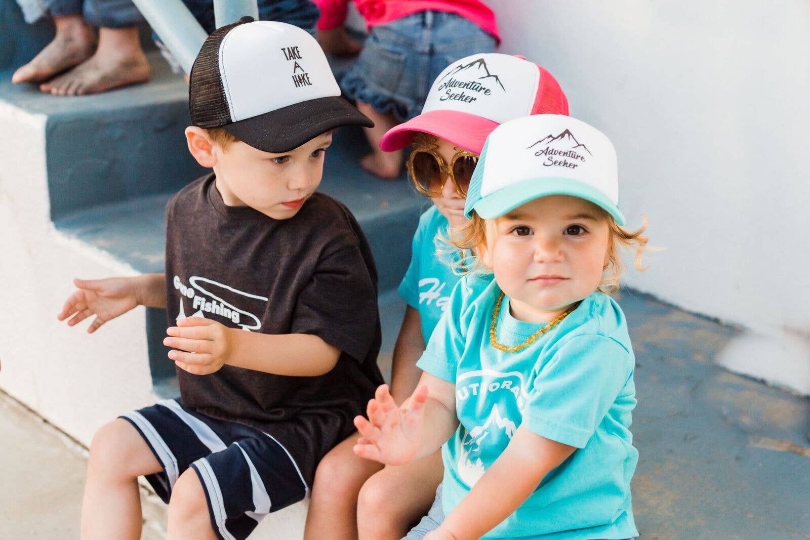 Outdoorable Apparel - Wholesale Kids Hat - Kids - Aqua with Black Adventure Seeker Hat1