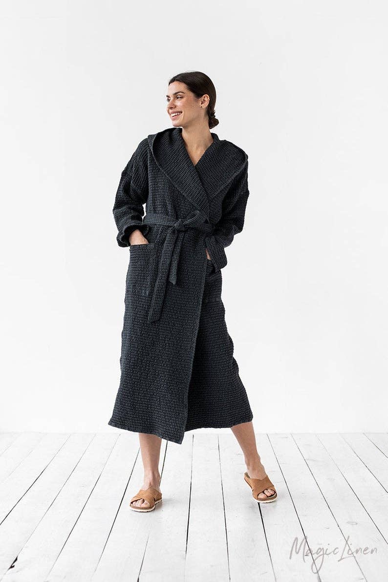 MagicLinen (We handle U.S. import procedures for you) - Wholesale Robe - Women's - Womens waffle linen robe in various colors1